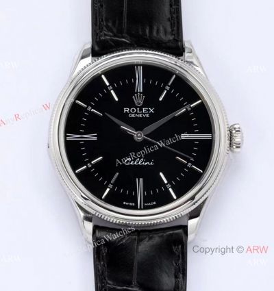 1:1 Replica Rolex Cellini Time EW Factory Swiss 3132 Black Dial Watch 39mm On Sale